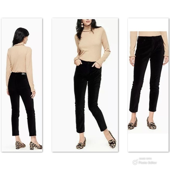 Kate Spade Broome Street Black Stretch Velvet Pant Size 28 - Picture 1 of 8